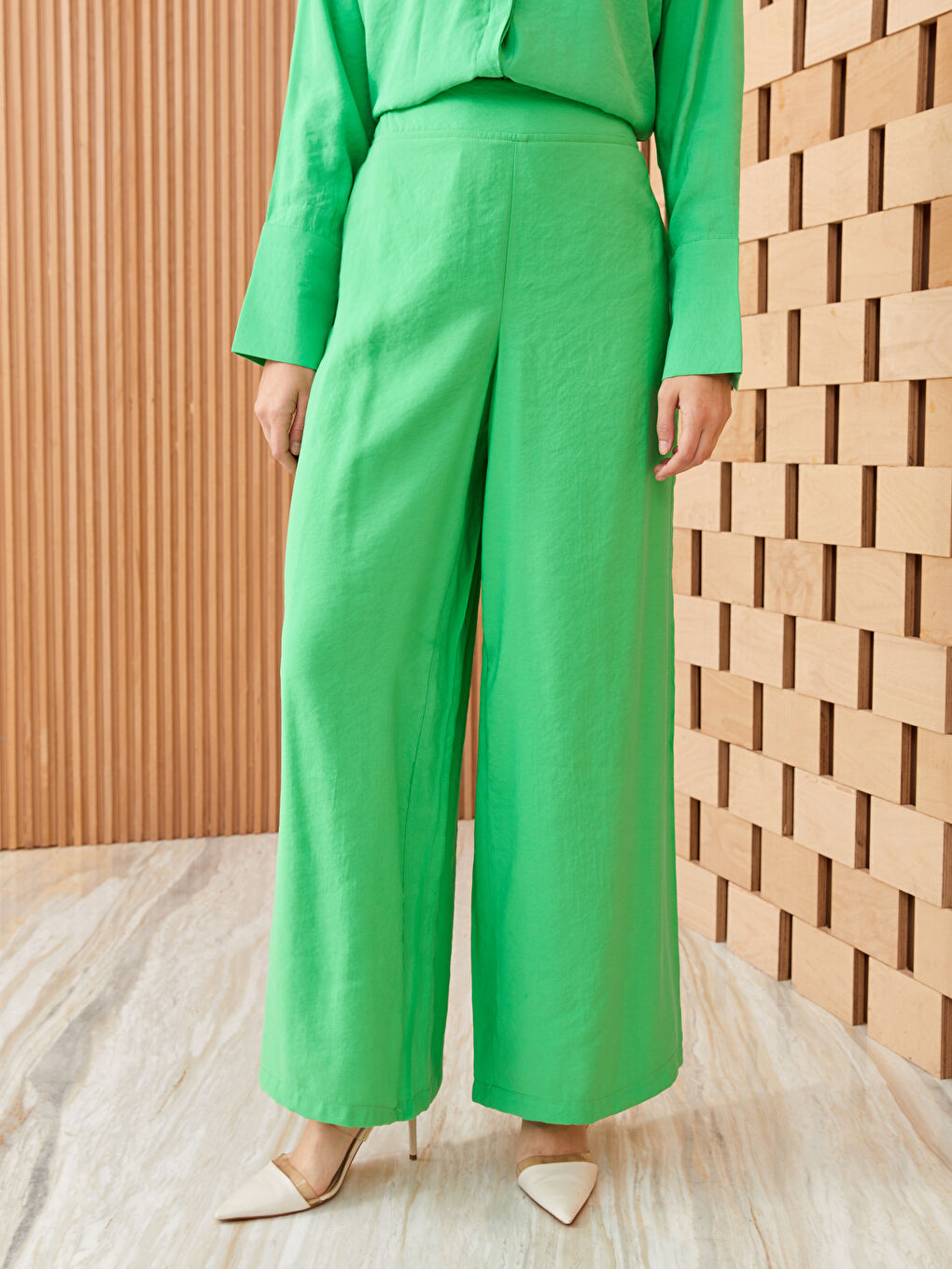 Брюки с эластичным поясом, однотонные, широкие, для женщин-2