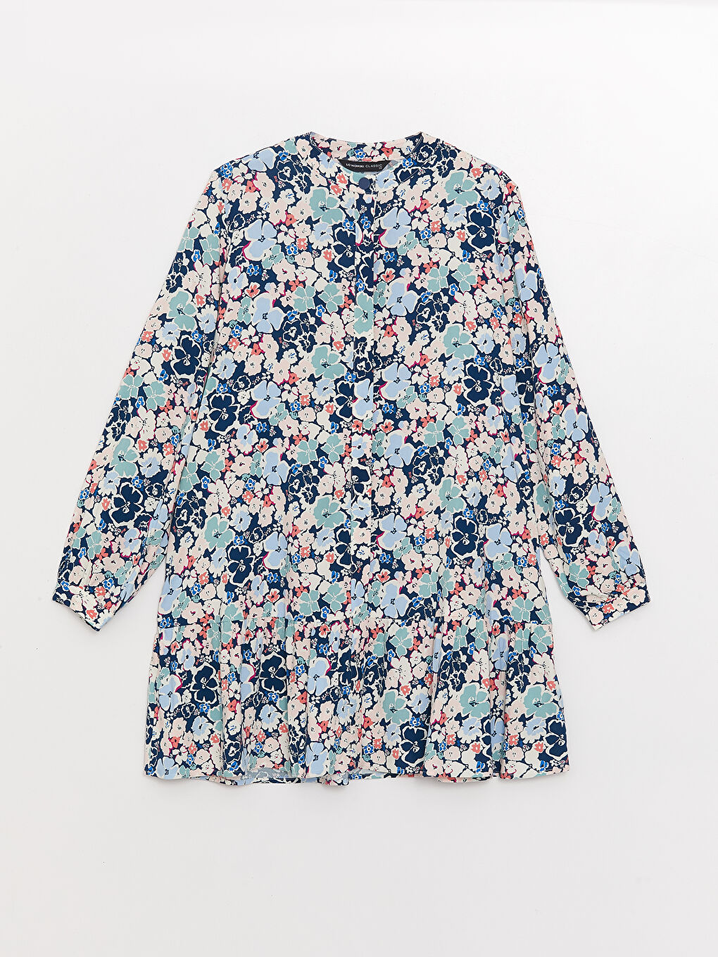 Grandad Collar Floral Long Sleeve Women's Tunic-5