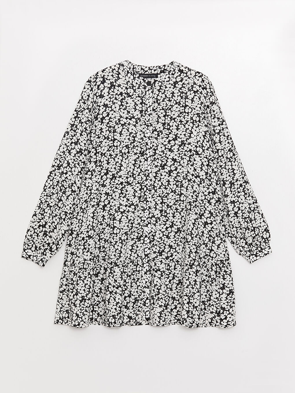 تونيك كم طويل مزهر بياقة مندرين للسيدات-5