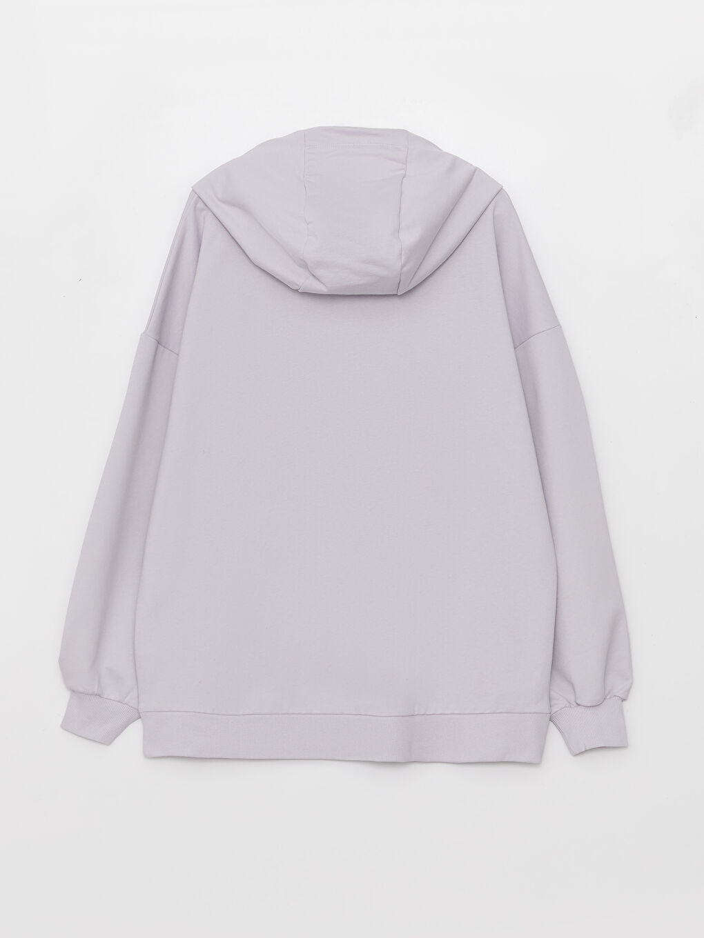 Lila Kapüşonlu Baskılı Uzun Kollu Oversize Kadın Tunik-6