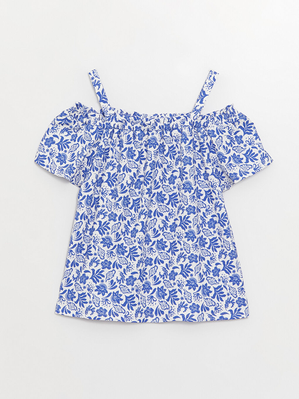 LCW Kids Kayık Yaka Desenli Kısa Kollu Kız Çocuk Bluz -S3H774Z4-LQQ