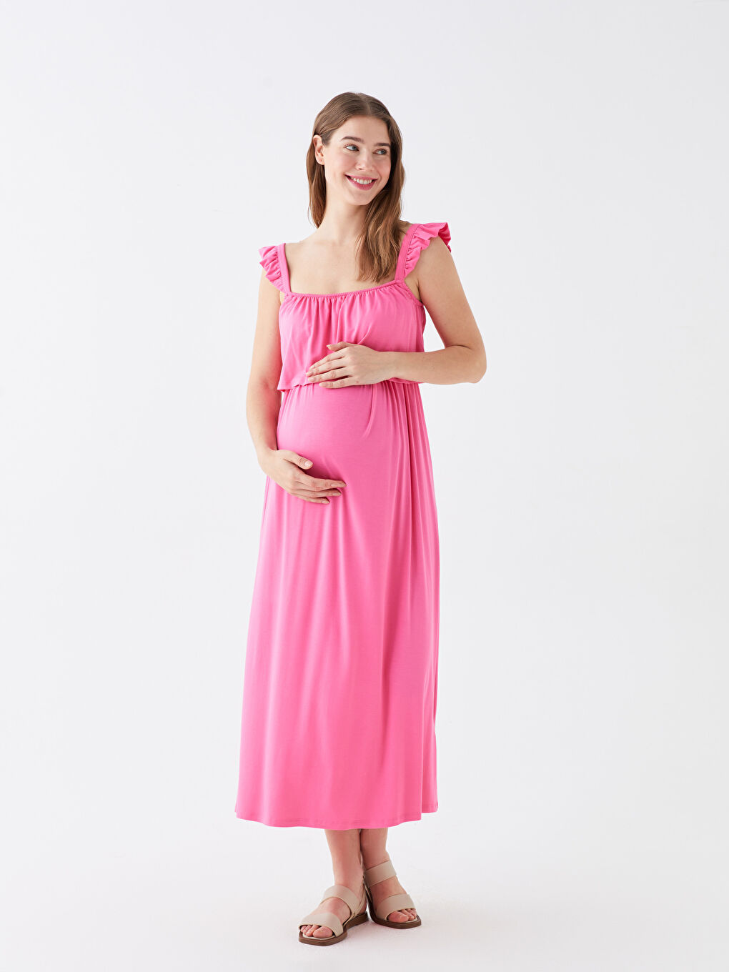 U Neck Straight Strap Maternity Dress -S3H781Z8-R0J