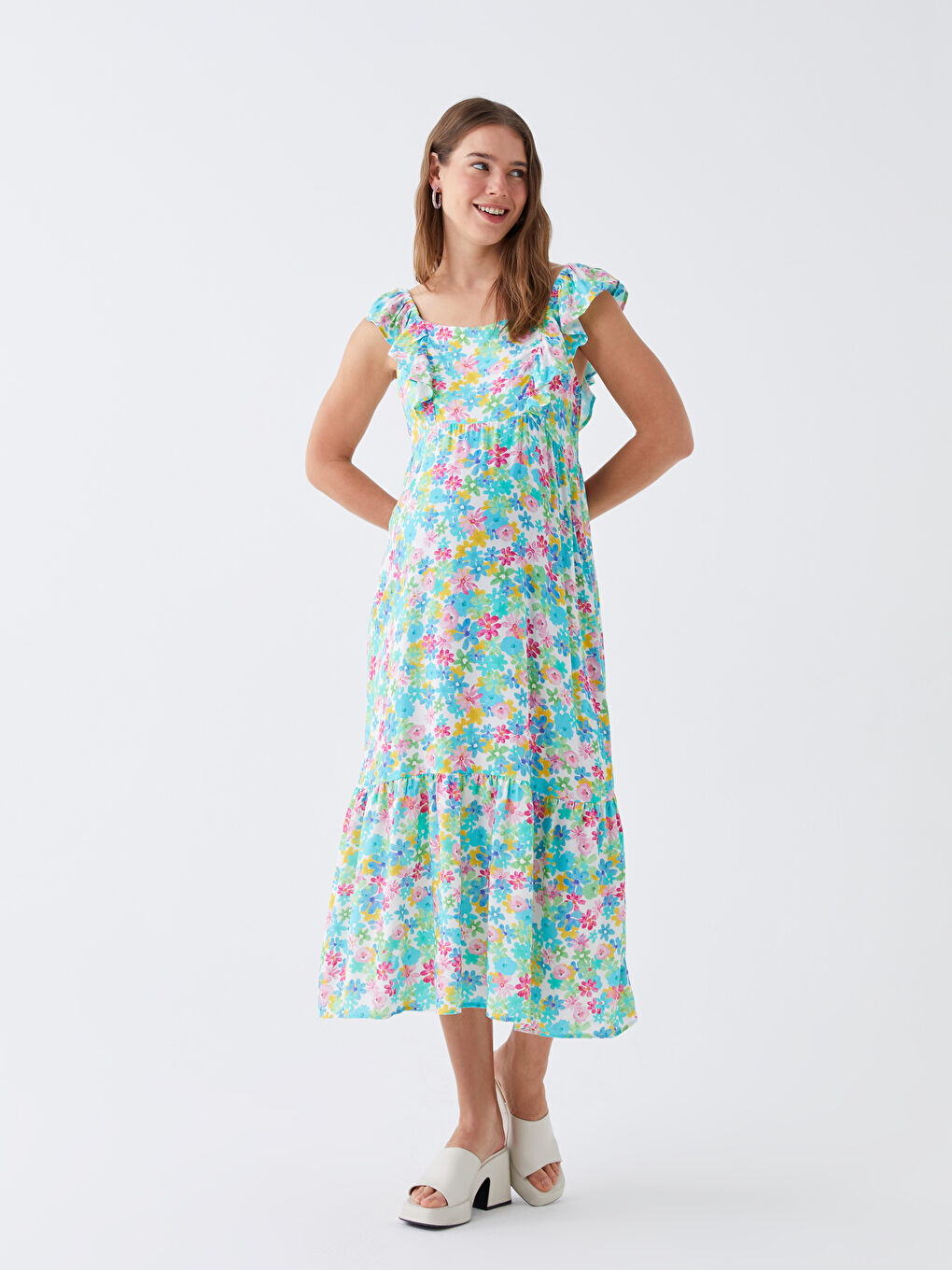 LCWAIKIKI Maternity U Neck Floral Maternity Dress -S3H782Z8-LU0