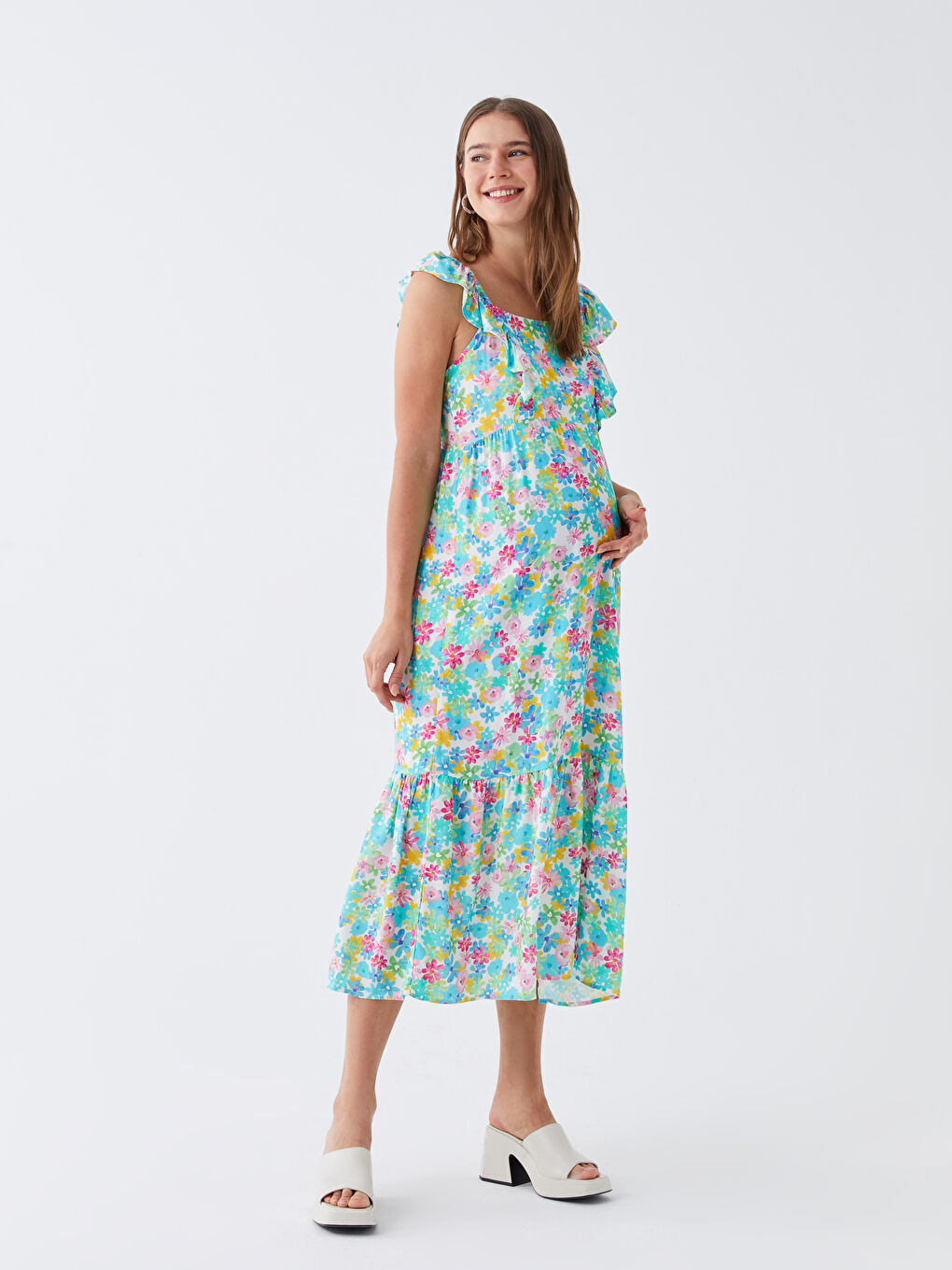 LCWAIKIKI Maternity U Neck Floral Maternity Dress -S3H782Z8-LU0