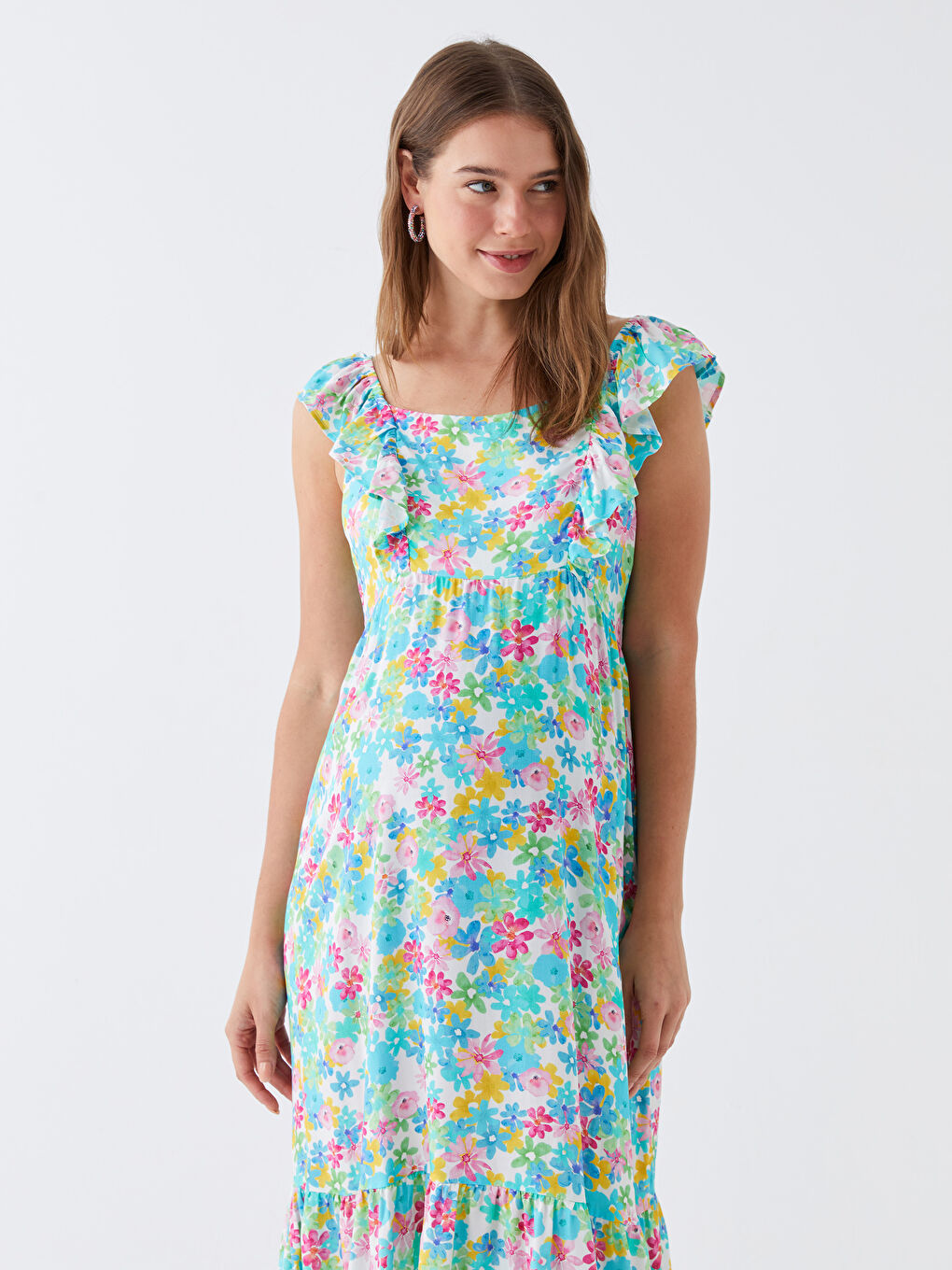 LCWAIKIKI Maternity U Neck Floral Maternity Dress -S3H782Z8-LU0