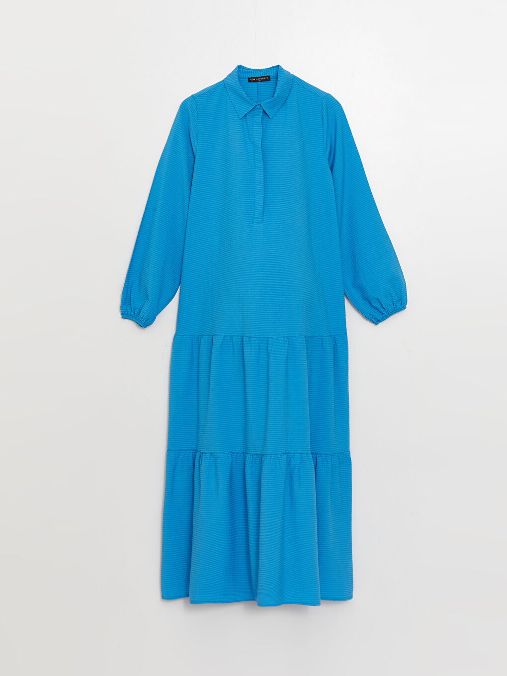 Shirt Collar Striped Long Sleeve Maternity Dress-5