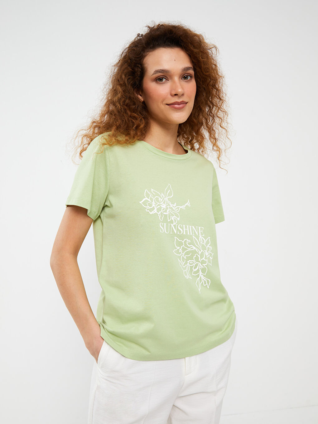 Crew Neck Printed Short Sleeve Women's T-Shirt