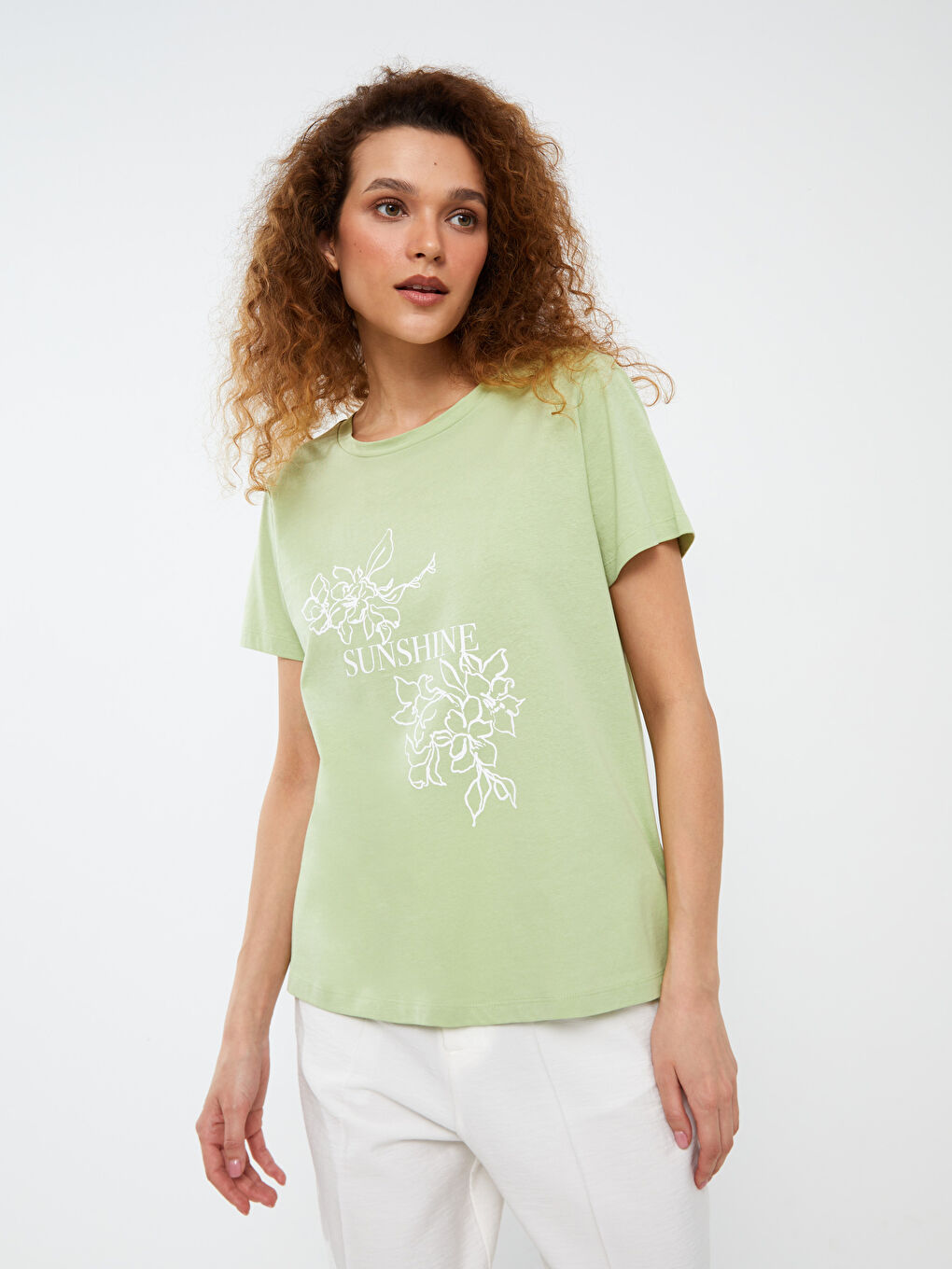 Crew Neck Printed Short Sleeve Women's T-Shirt-1