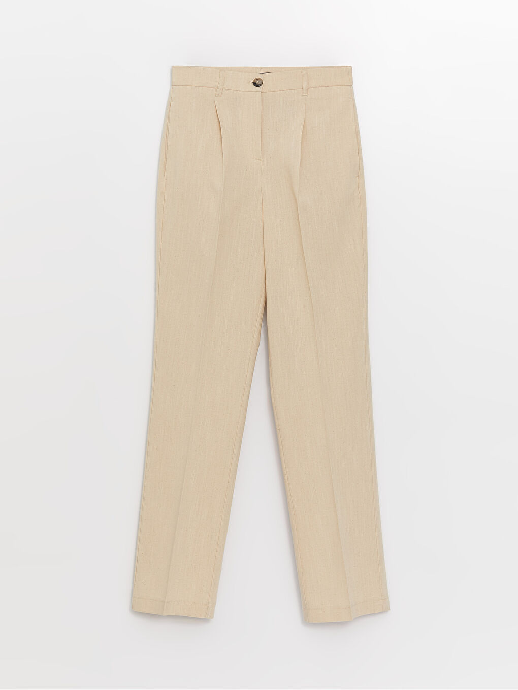 LCW Vision High Waist Comfortable Fit Straight Linen Blend Women's Trousers -S3H808Z8-FWS