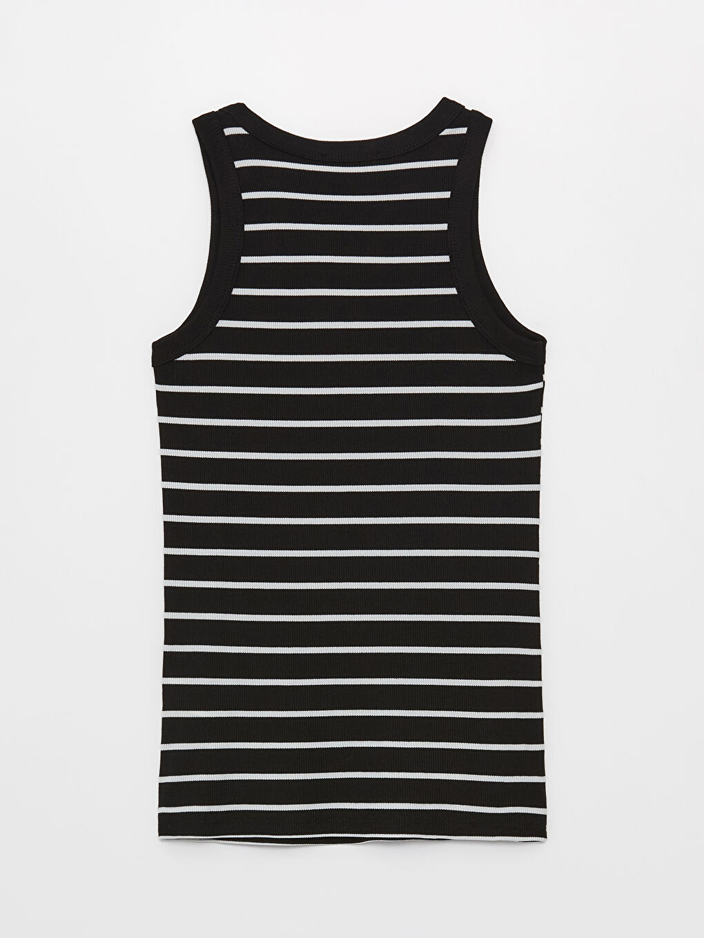 Siyah Bisiklet Yaka Çizgili Kadın Atlet-6