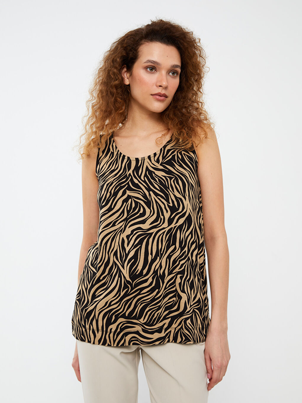 U Neck Patterned Women's Tank Top-1