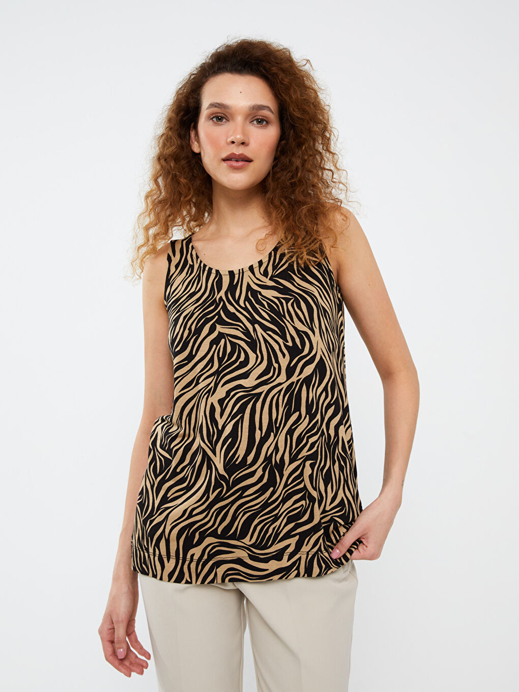 U Neck Patterned Women's Tank Top-3