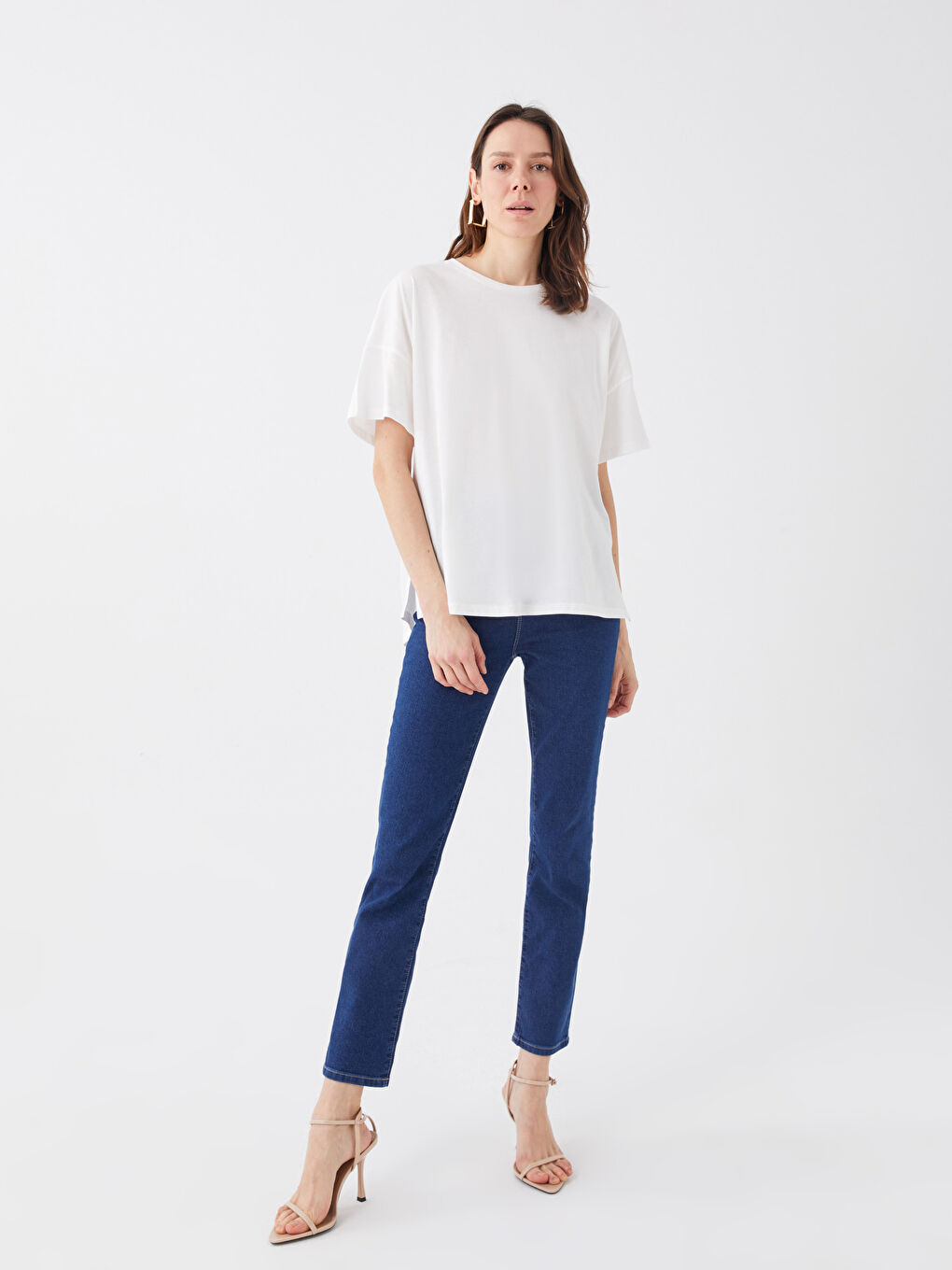 Crew Neck Plain Short Sleeve Oversize Women's T-Shirt-2