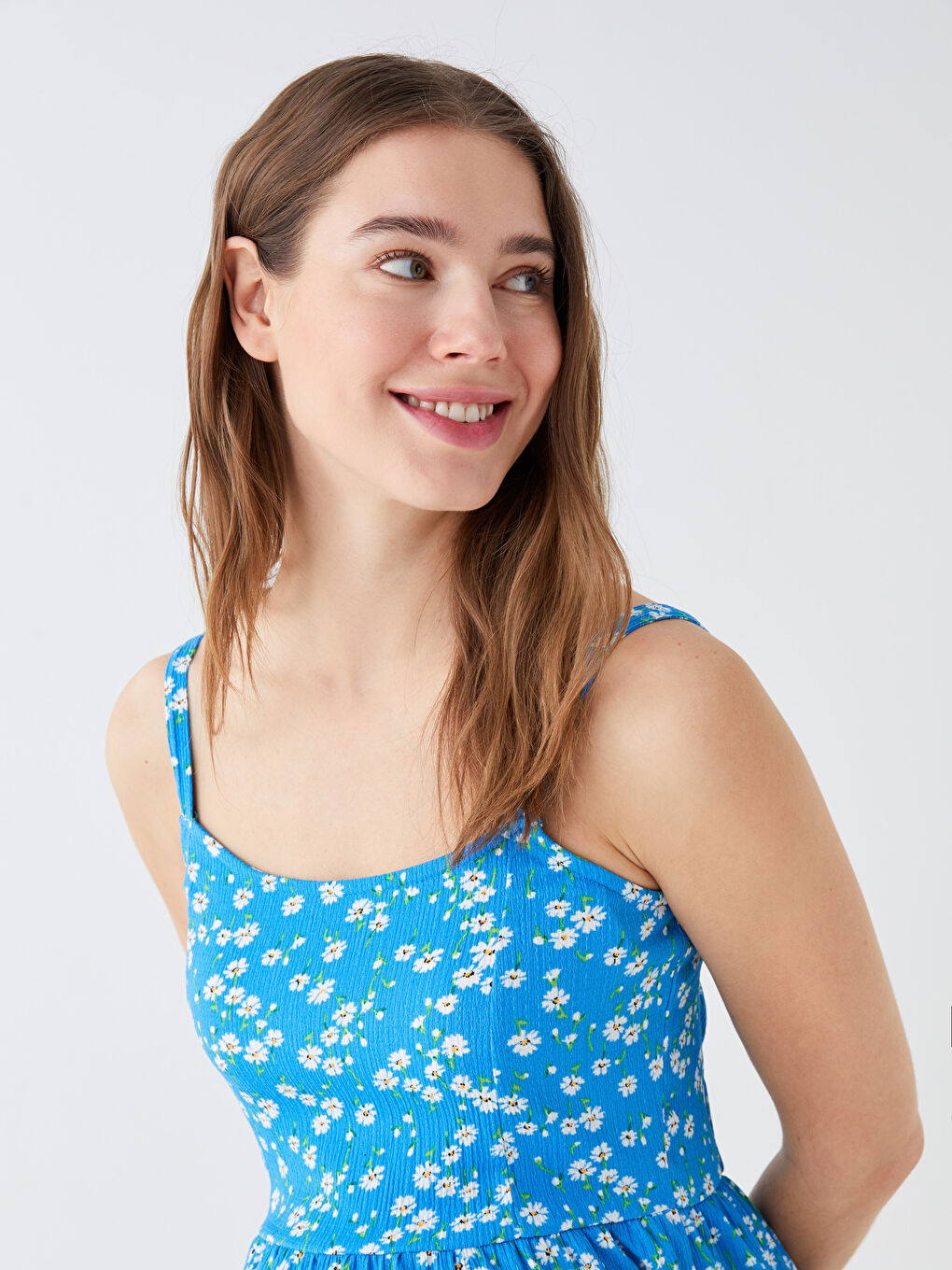 Rochie Maternitate Florală cu Bretele și Decolteu în Formă de Inimă-2