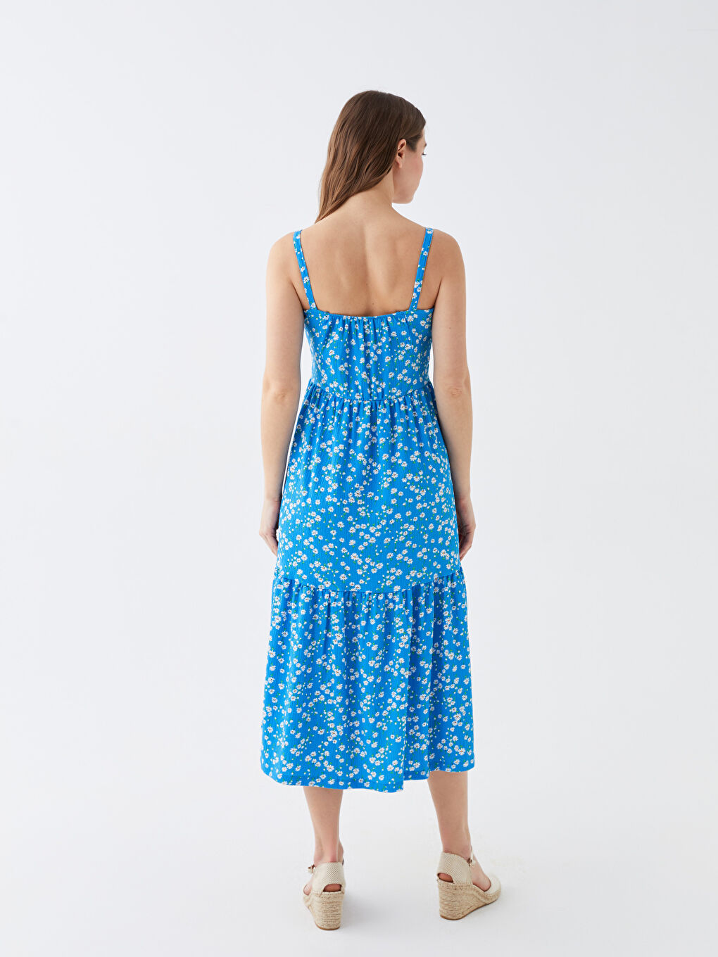 Rochie Maternitate Florală cu Bretele și Decolteu în Formă de Inimă-4