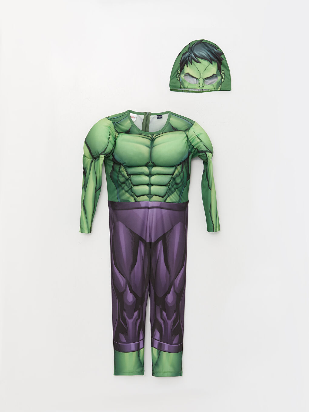 Yeşil Bisiklet Yaka Uzun Kollu Erkek Çocuk Hulk Kostüm ve Maske