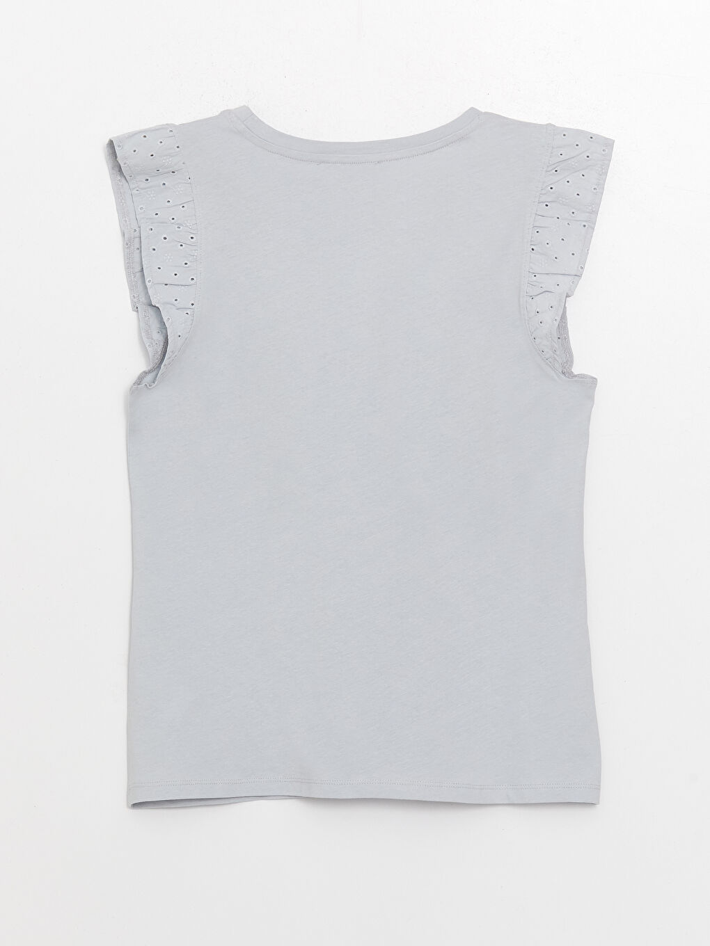 Әйелдерге арналған дөңгелек жағалы өрнексіз қысқа жең футболка-7