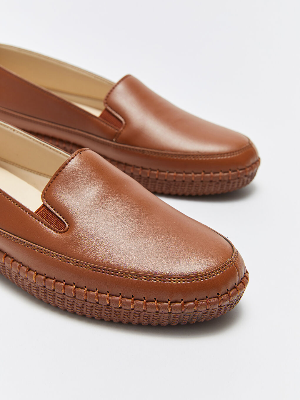 Kahverengi Deri Görünümlü Kadın Espadril Ayakkabı-2