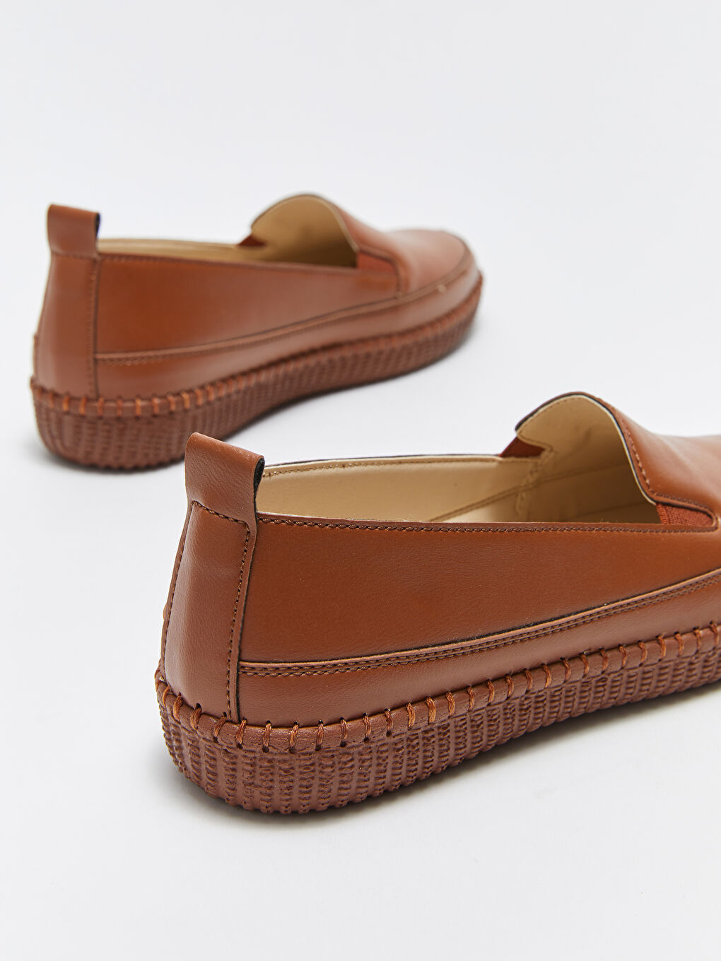 Kahverengi Deri Görünümlü Kadın Espadril Ayakkabı-4