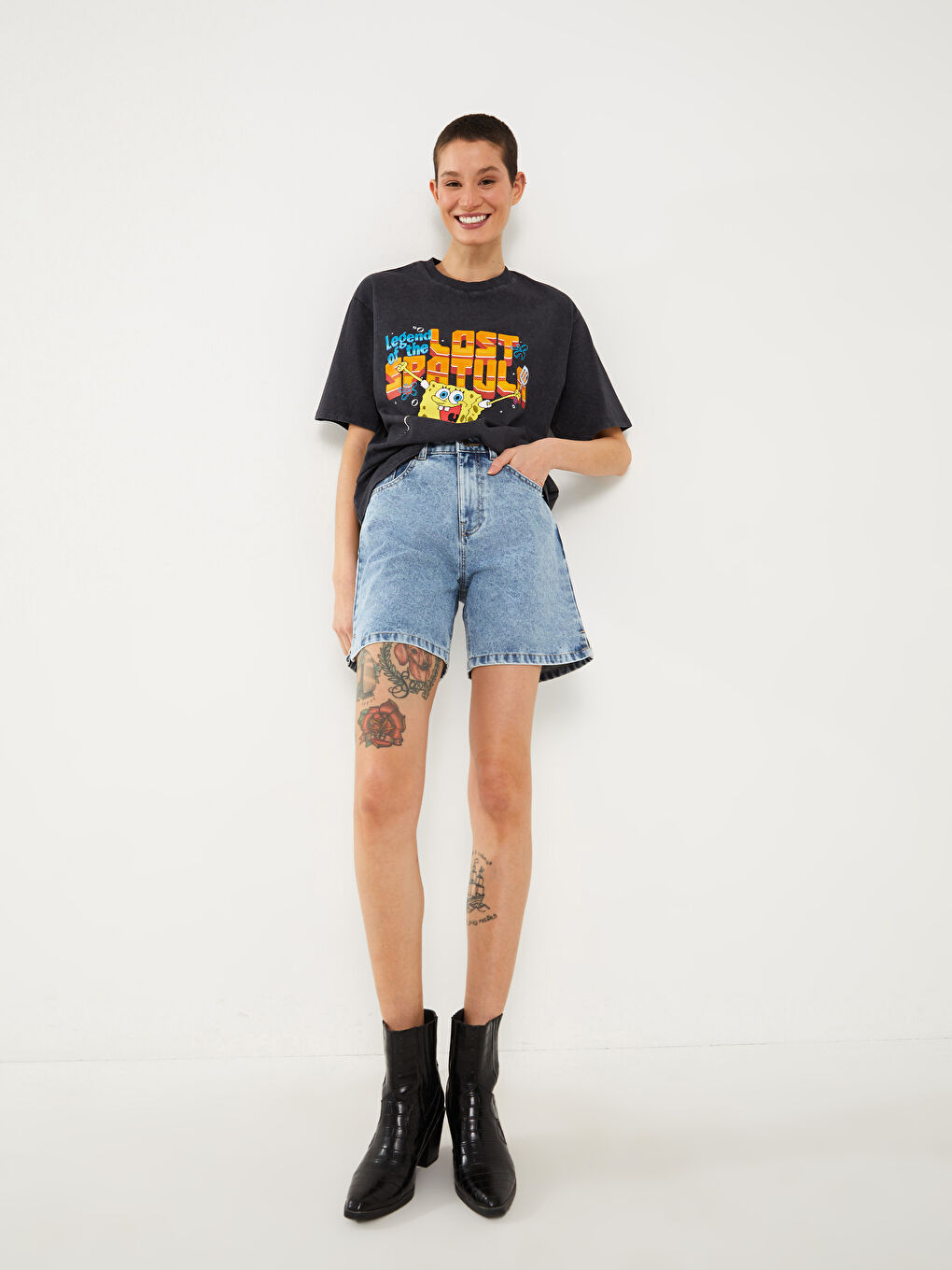LCW Jeans High Waist Bermuda Fit Women's Jean Shorts -S3H929Z8-507