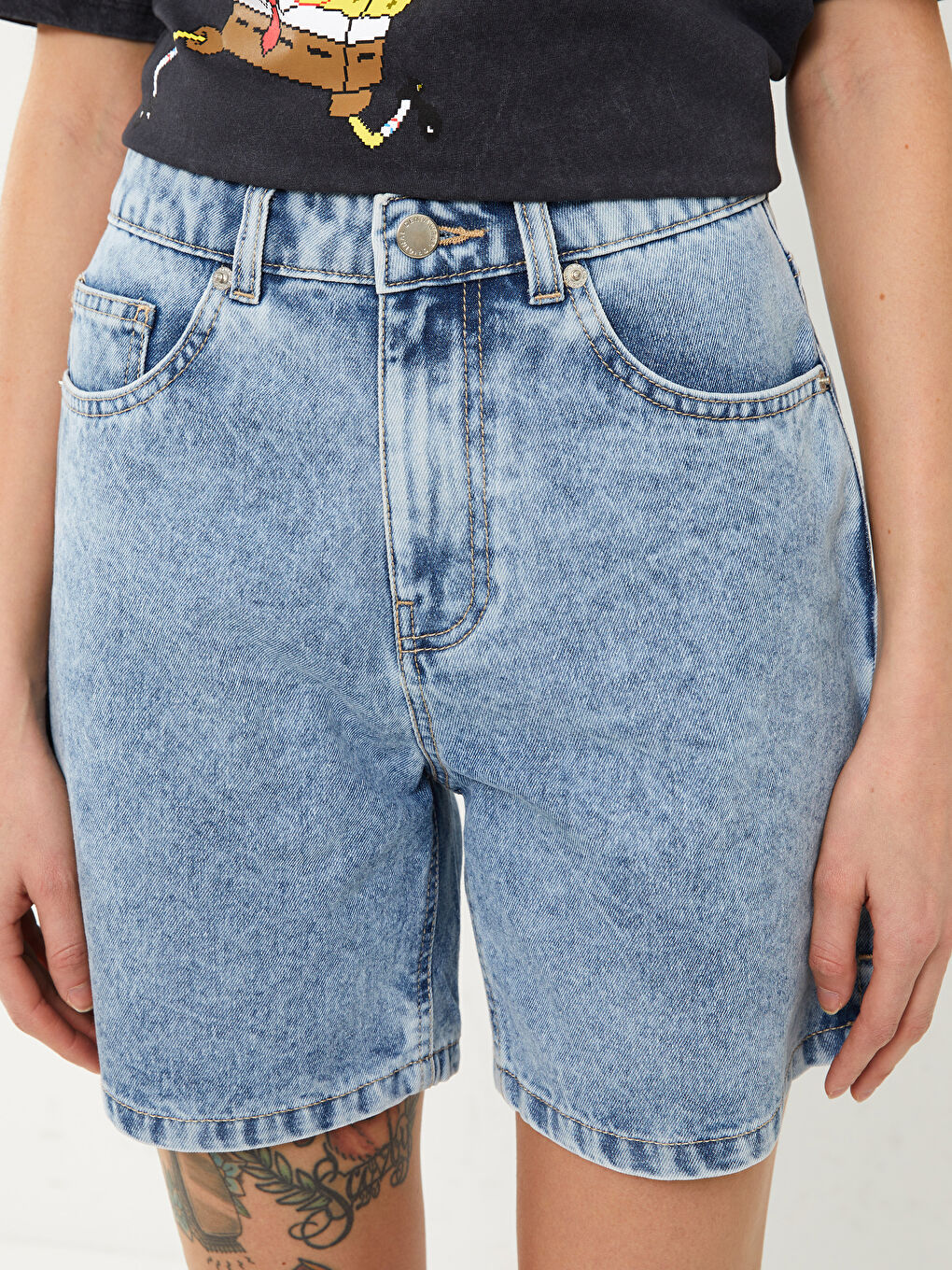 LCW Jeans High Waist Bermuda Fit Women's Jean Shorts -S3H929Z8-507