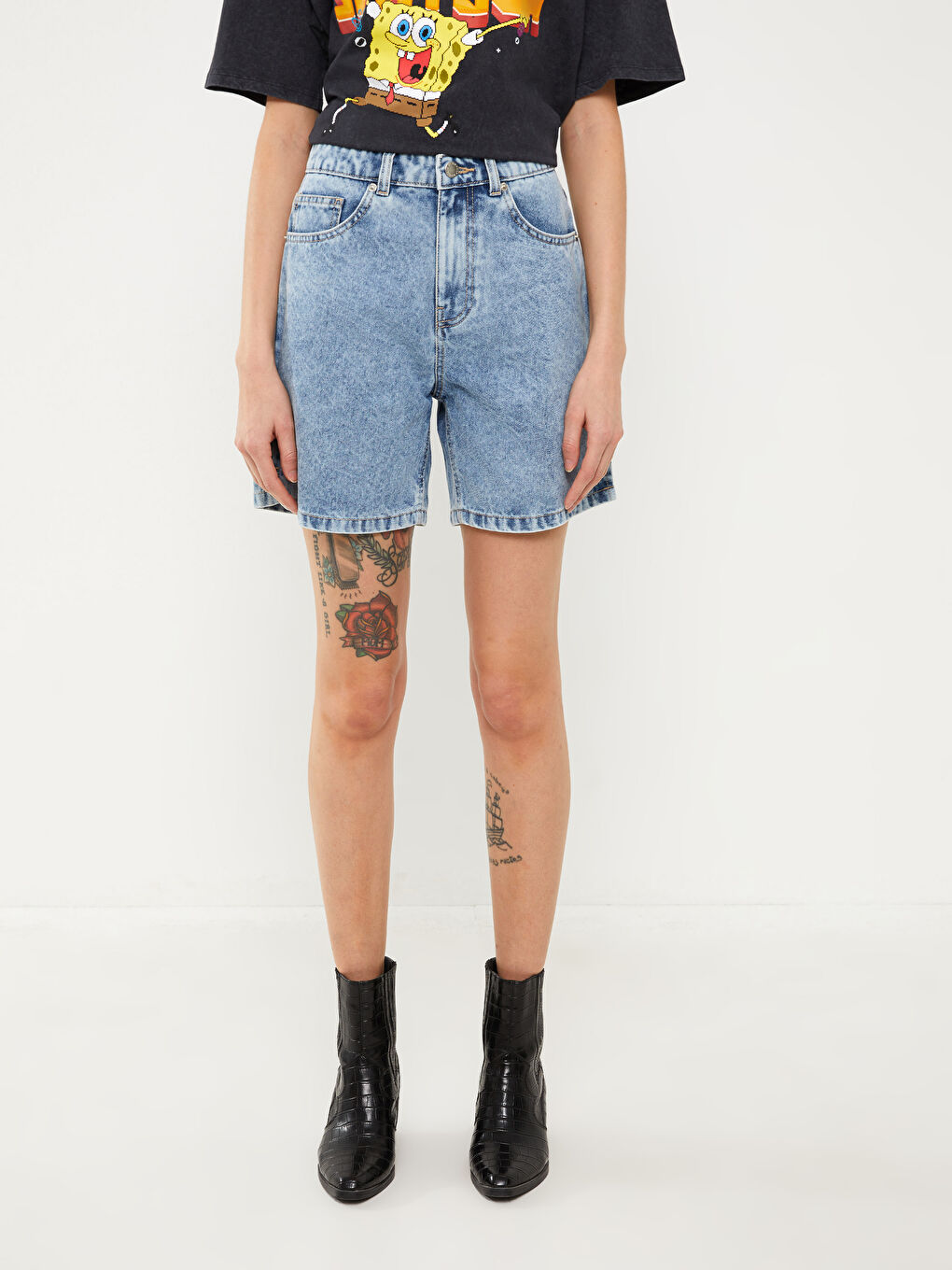 LCW Jeans High Waist Bermuda Fit Women's Jean Shorts -S3H929Z8-507