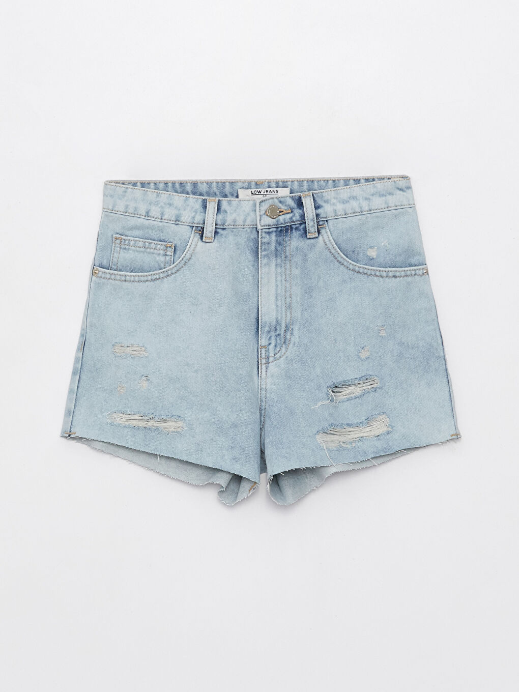 LCW Jeans High Waist Standard Fit Ripped Detail Women's Jean Shorts -S3H930Z8-311