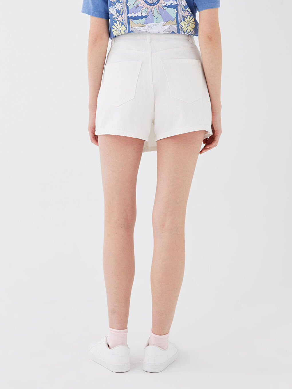 Fustă-pantalon din denim cu detalii de buzunar, croială standard pentru Femei-4