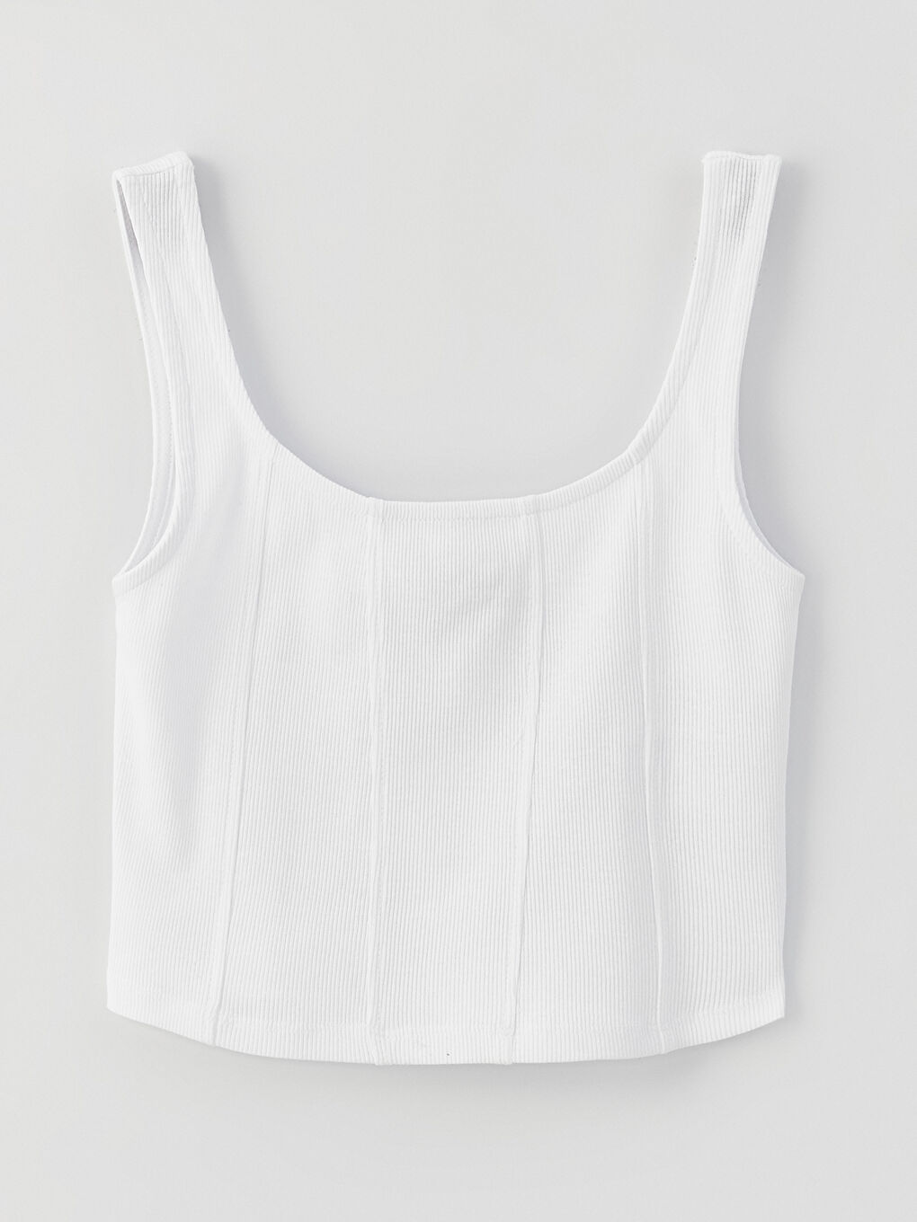 للنساء ياقة على شكل حرف U بحمالات مستقيمة قميص قصير بستيير-5