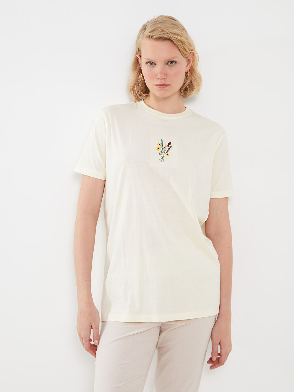 Crew Neck Printed Short Sleeve Women's Tunic-1