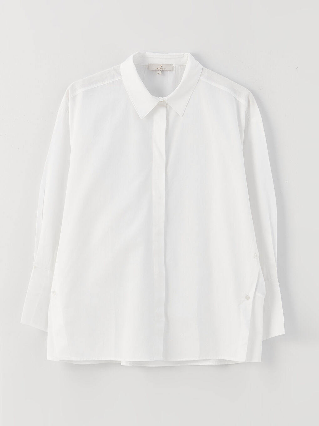 Ekru Poplin Kadın Gömlek-6