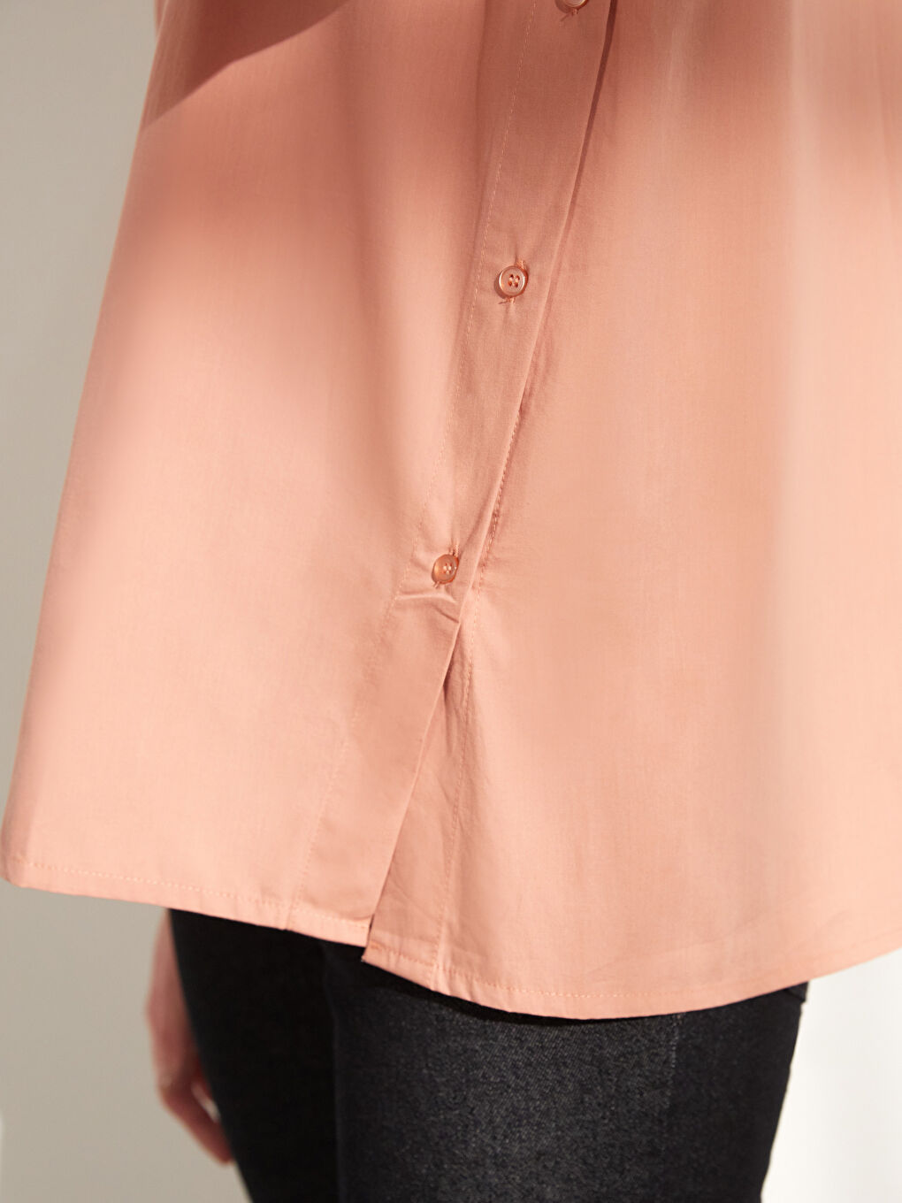 Pembe Poplin Kadın Gömlek-3