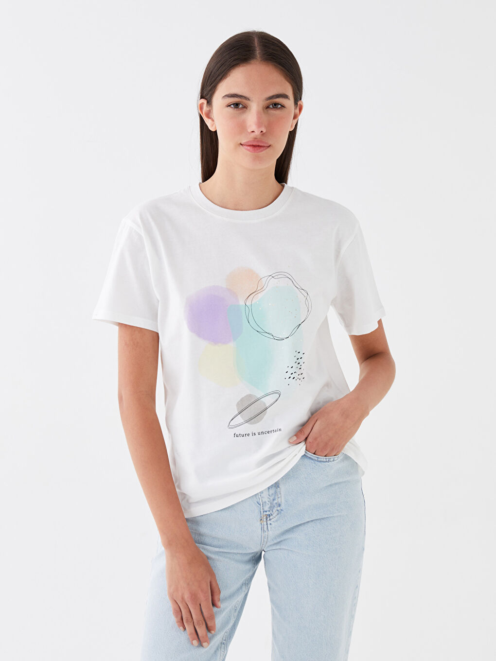 Crew Neck Printed Short Sleeve Women's T-Shirt