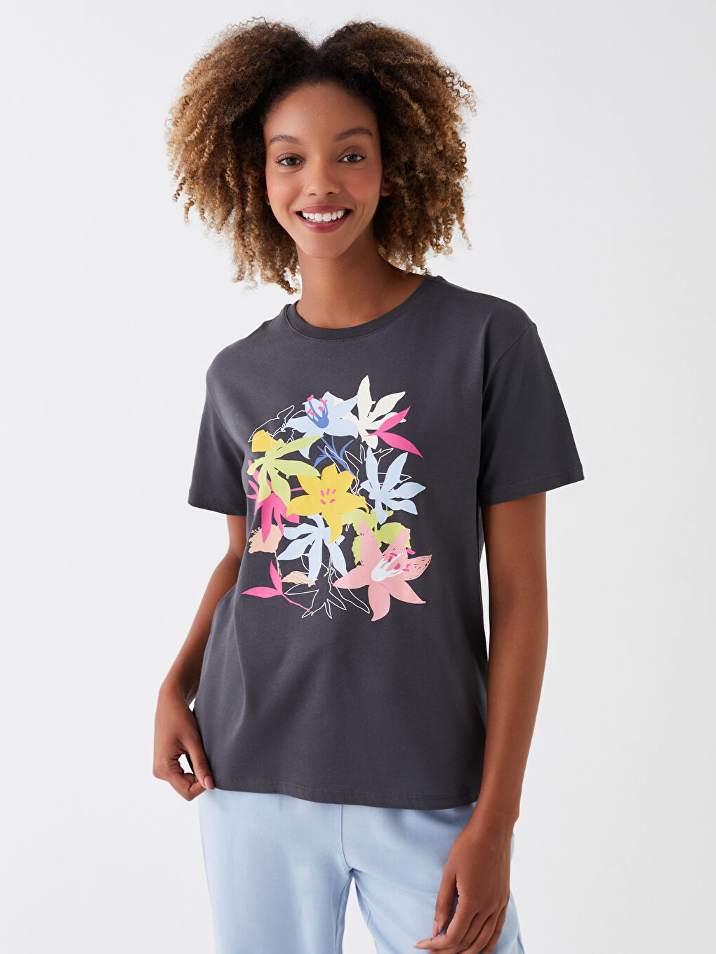 Crew Neck Printed Short Sleeve Women's T-Shirt