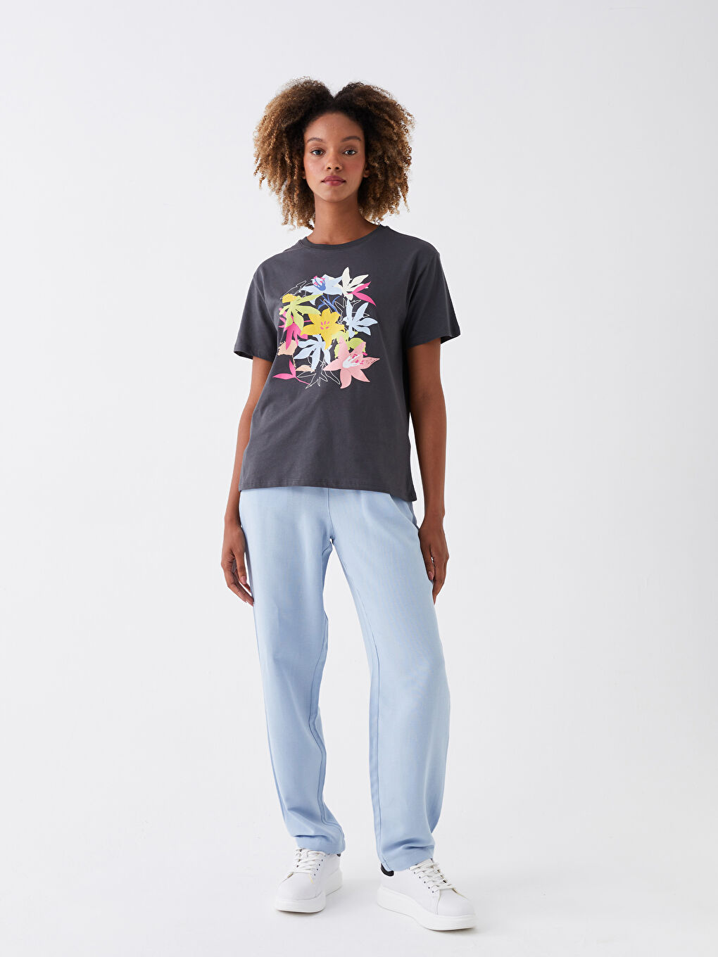 Crew Neck Printed Short Sleeve Women's T-Shirt-2