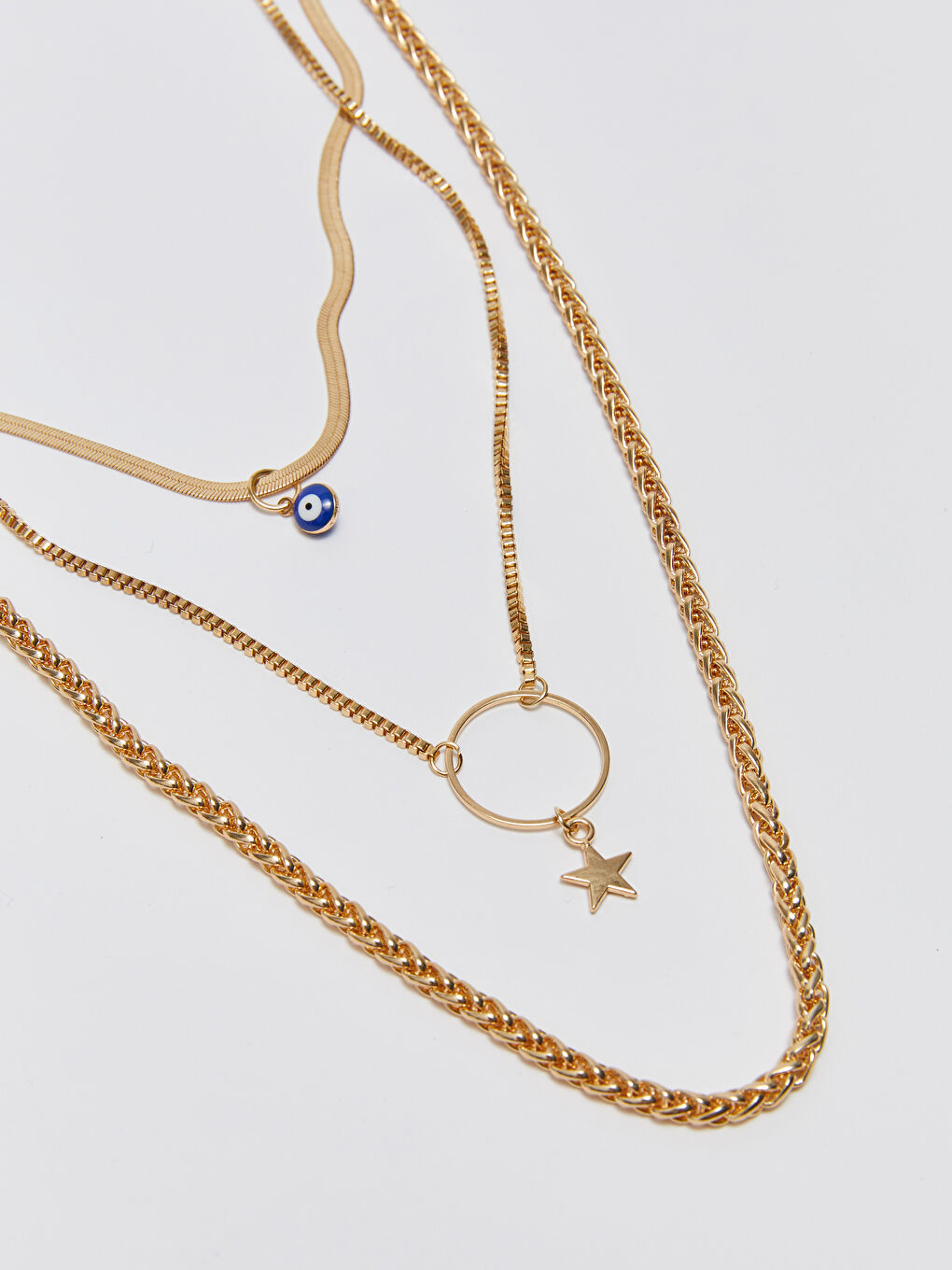 Karışık Kadın Boncuk Detaylı Zincir Kolye-1