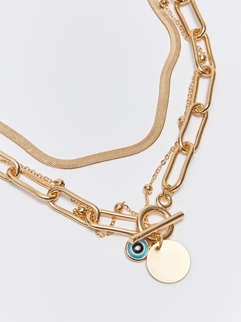 Karışık Kadın Boncuk Detaylı Zincir Kolye-1