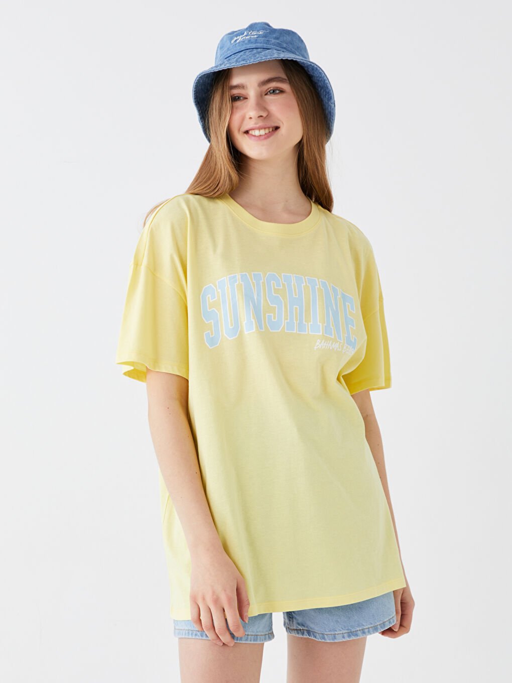 Crew Neck Printed Short Sleeve Oversize Women's T-Shirt-1