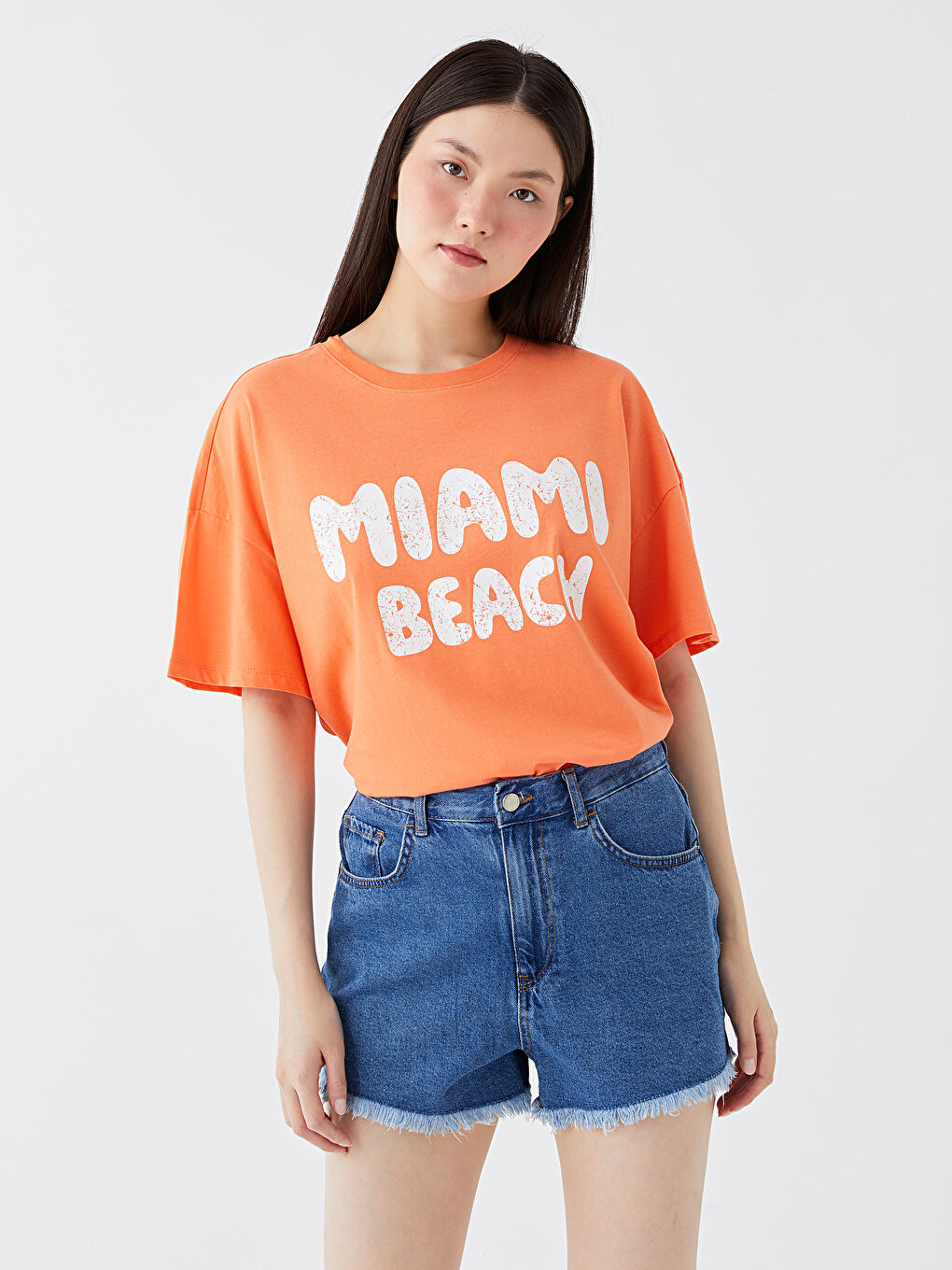 Crew Neck Printed Short Sleeve Oversize Women's T-Shirt-1
