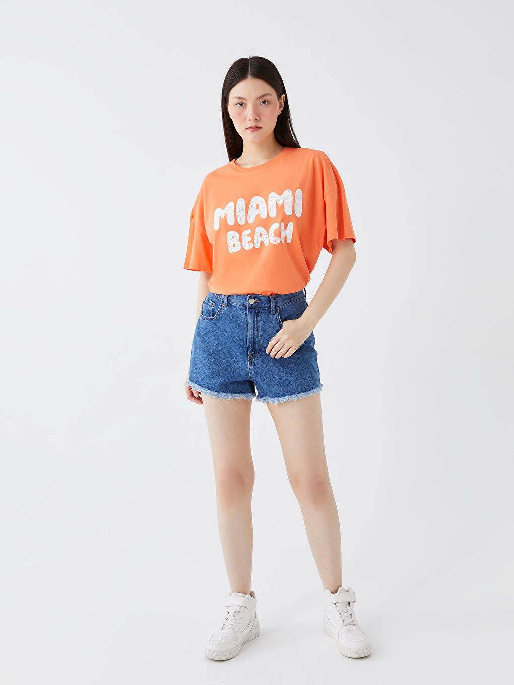 Crew Neck Printed Short Sleeve Oversize Women's T-Shirt-2