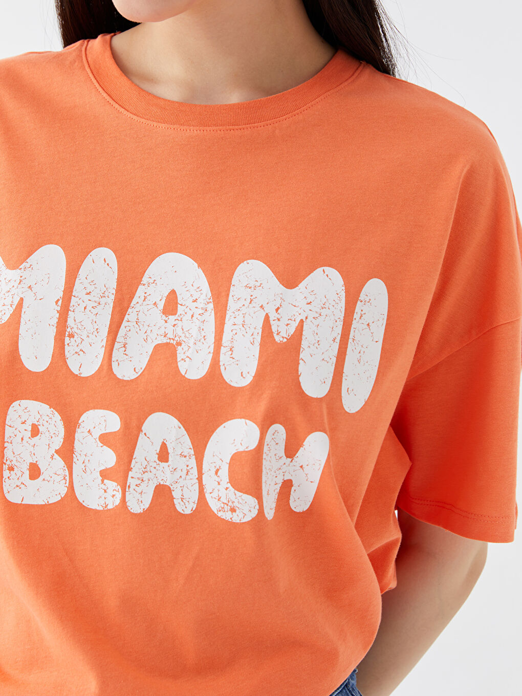 Crew Neck Printed Short Sleeve Oversize Women's T-Shirt-3