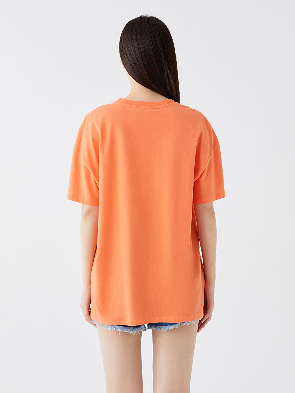 Crew Neck Printed Short Sleeve Oversize Women's T-Shirt-4