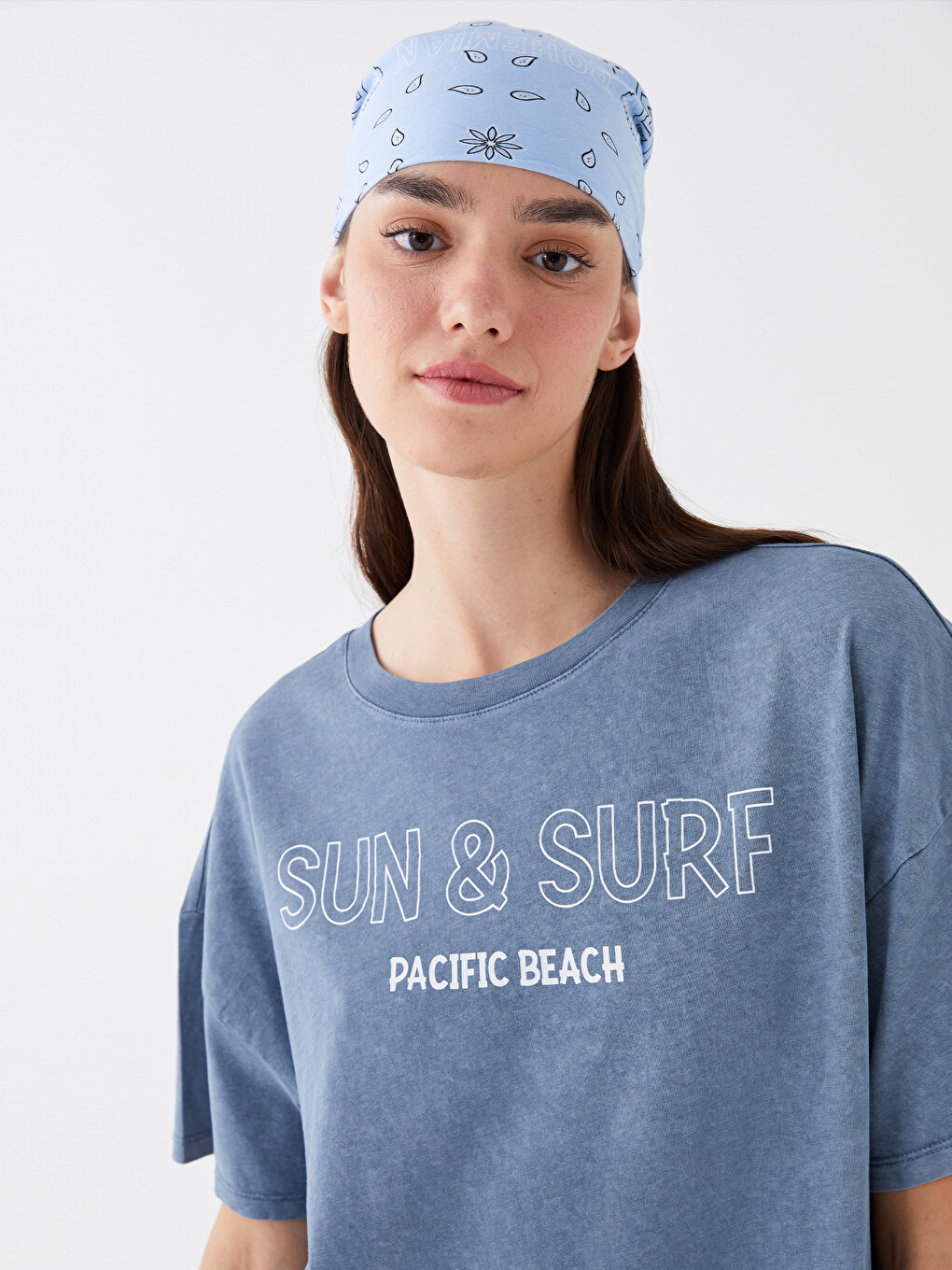 Crew Neck Printed Short Sleeve Oversize Women's T-Shirt-1