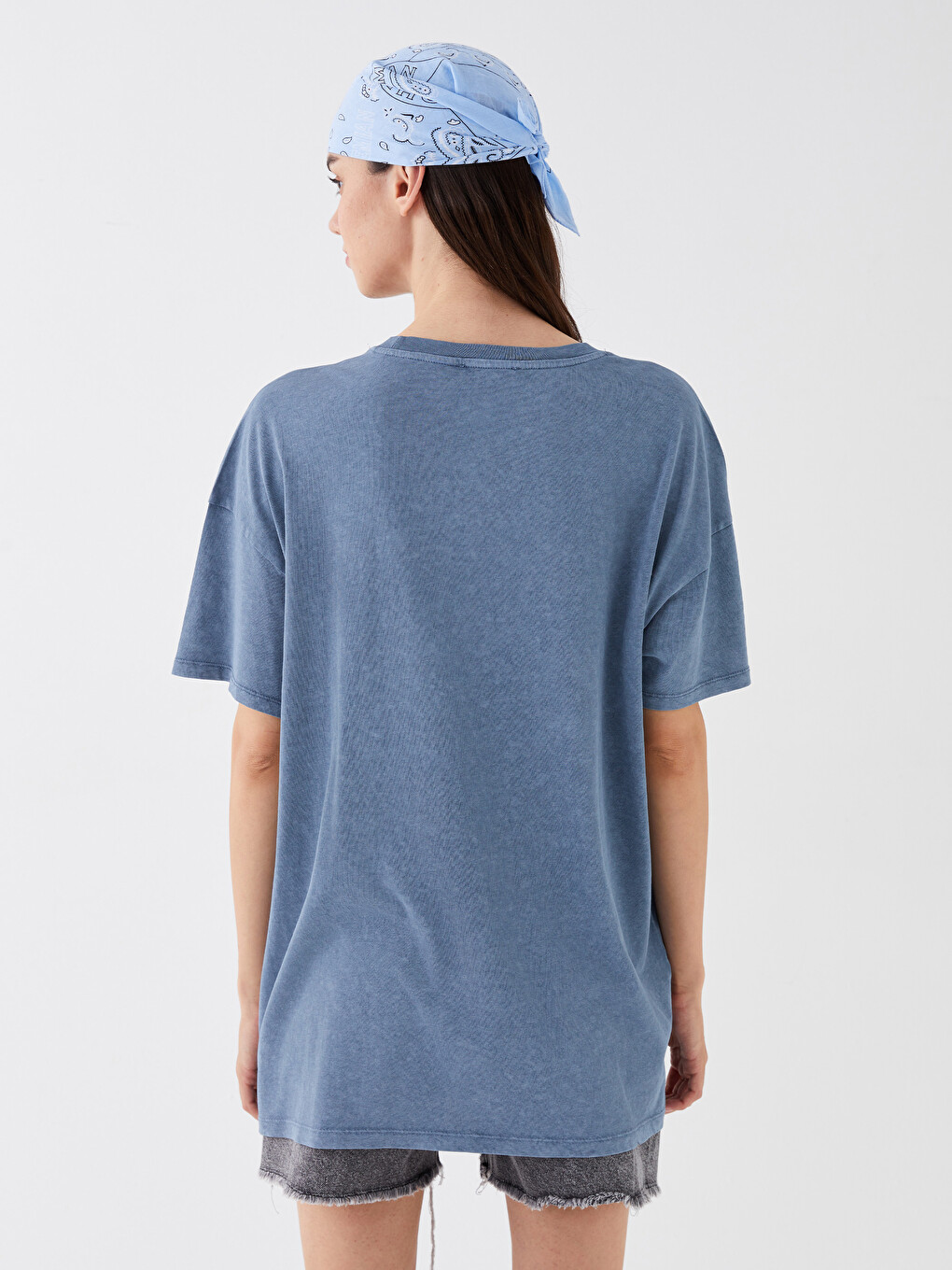 Crew Neck Printed Short Sleeve Oversize Women's T-Shirt-4