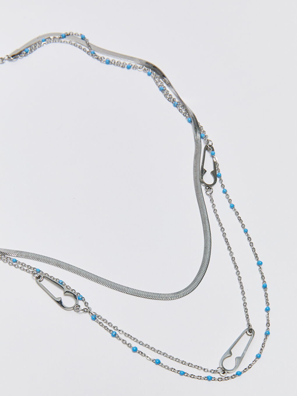 Karışık Kadın Boncuk Detaylı Zincir Kolye-1