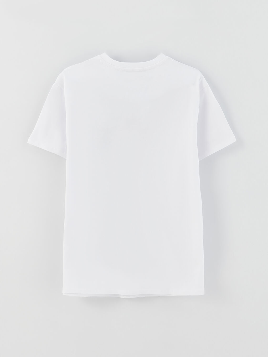 Beyaz Bisiklet Yaka Taşlı Kısa Kollu Kadın Tişört-5