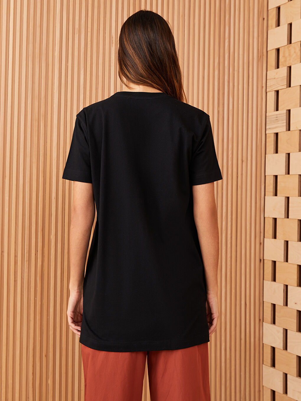 Crew Neck Printed Short Sleeve Women's Tunic-4