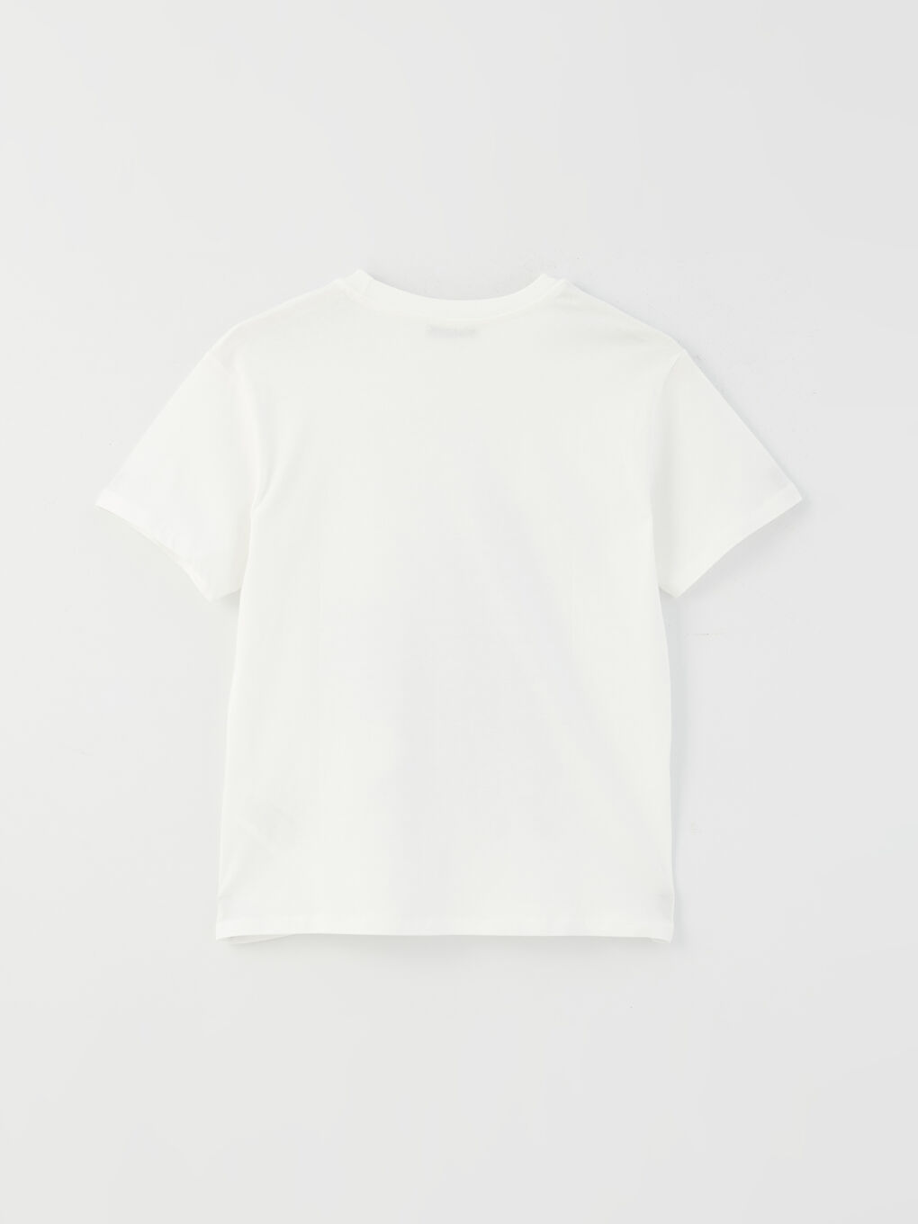 Ekru Bisiklet Yaka Baskılı Kısa Kollu Oversize Kadın Tunik-6