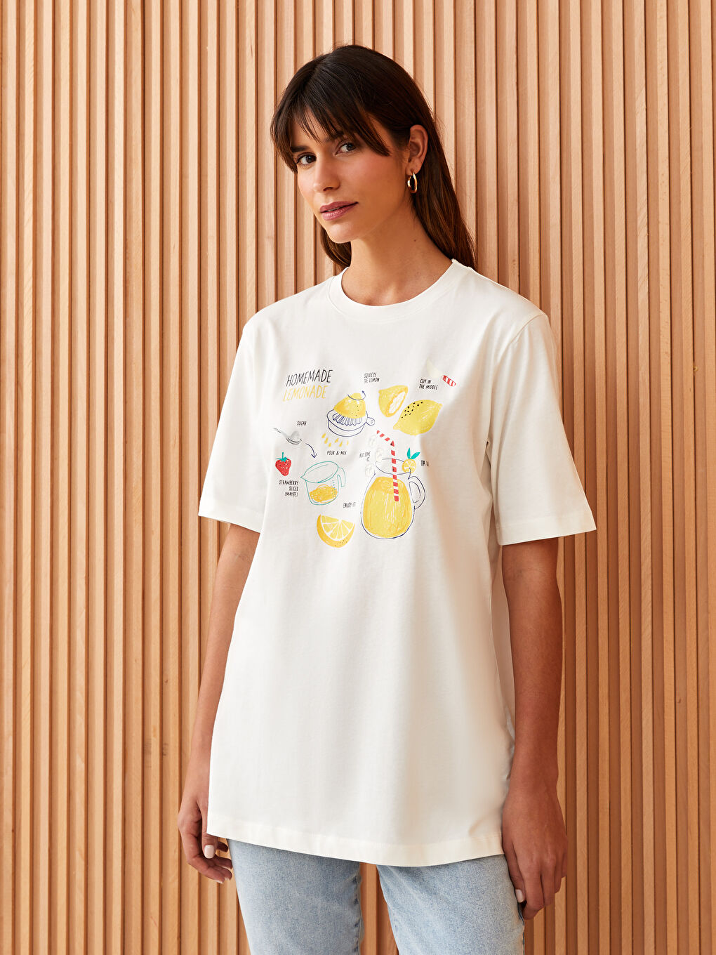 Crew Neck Printed Short Sleeve Women's Tunic