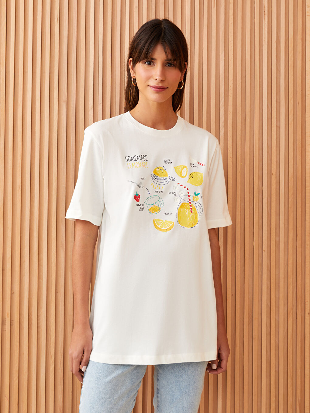 Crew Neck Printed Short Sleeve Women's Tunic-1